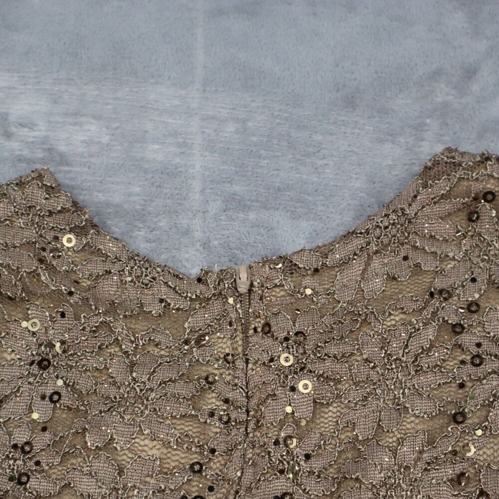 Coco Avante Dress Womens M Brown Floral Lace Sequin Sleeveless Round Neck Outfit - Picture 13 of 16